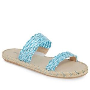 New Karl Lagerfeld Beaded Espadrille Slide Sandals